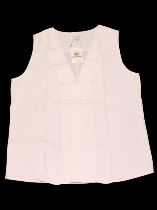 Calvin Klein Tops - Calvin Klein Women's Sleeveless Button-up White Shirt NWT Size L